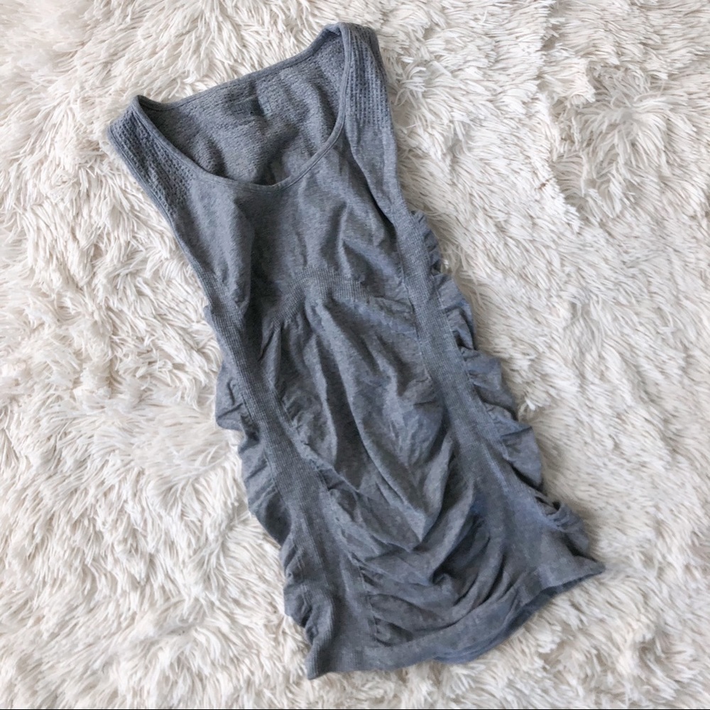 Athleta Gray Ruched Athletic Tank